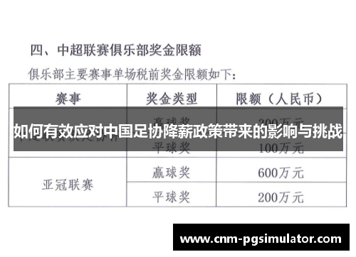 如何有效应对中国足协降薪政策带来的影响与挑战